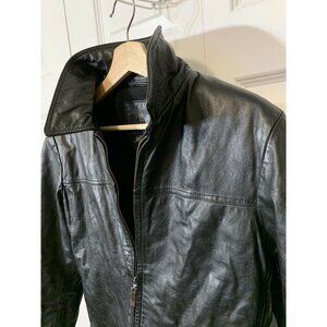 Kathy Ireland Black Leather Jacket Coat Women's‎ Sz M